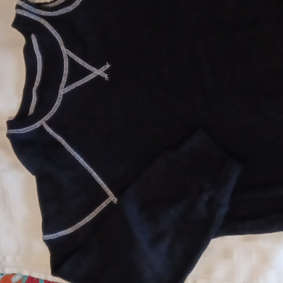 CHASER, Black, peekaboo shoulder, sweatshirt with draw string waist. SZ. S. - Picture 5 of 6